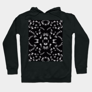 White Flowers on Black Hoodie